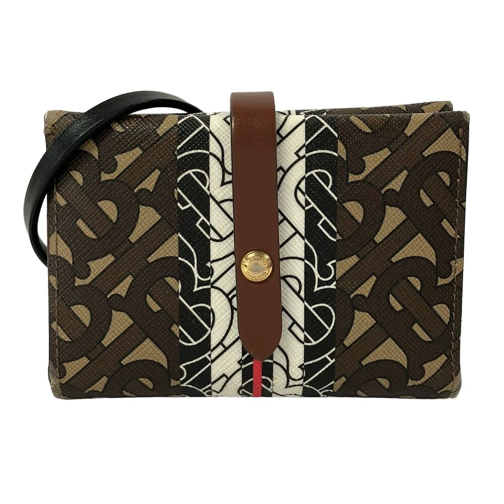 Burberry LONDON ENGLAND Bifold Wallet Dark Brown Multi PVC Leather